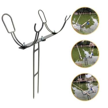 Imagem de Suporte Duplo Para Duas Vara de Pesca Com Reforço Barranco Preto - IDE