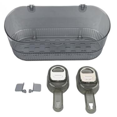 Imagem de Garosa Ventosa Organizador de Chuveiro, Suporte de Armazenamento de Banheiro Com Furos de Drenagem para Produtos de Higiene Pessoal e Itens Essenciais (cinza transparente)