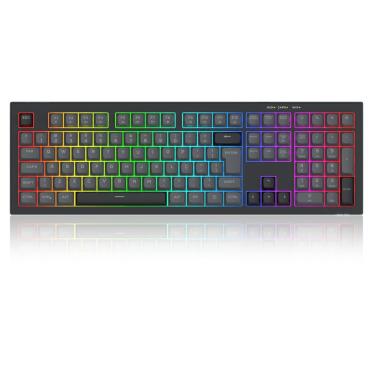 Imagem de  Teclado Gamer Membrana Redragon Crux Rainbow Full Size USB Preto e Cinza - K518-RGB-GB