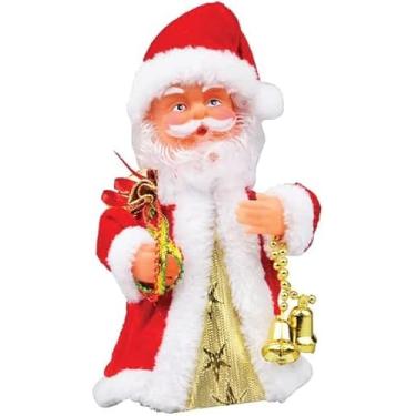 Imagem de Papai Noel Musical Decorativo, 18x9cm, Vermelho e Branco, com Movimento Giratório, Luz e Som Natalino