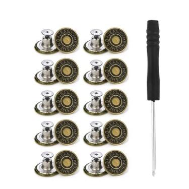 Imagem de Fivela de cintura 10 peças/pacote com prego ajustável com chave de fenda botão extensor de cintura roupas destacáveis (estilo 12)