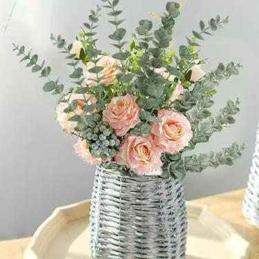 Imagem de 12 peças, caule de eucalipto artificial verde, plantas falsas, folhas de eucalipto, ramos, buquê de flores, decoração de Natal, 40 x 4 x 2 cm (em pó)