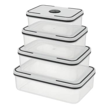 Imagem de Conjunto de 4 Potes Herméticos Quadrados de Plástico com Tampa para Armazenamento de Alimentos Potes e Porta-Mantimentos Casa e Cozinha