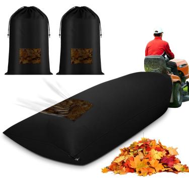 Imagem de Tryly Saco de folhas para trator de grama, 2 peças, saco coletor de grama de 78,7 x 51,1 polegadas, coletor de folhas de grande capacidade 420D com fundo respirável e zíper compatível com cortador de