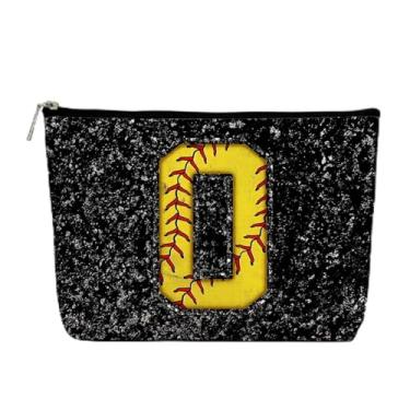 Imagem de Bolsa de maquiagem inicial, monograma, letra O, bolsa cosmética, bolsa com zíper, acessórios de softball, para meninas, mulheres, jogadoras, treinadoras, amigas, presentes de aniversário de formatura
