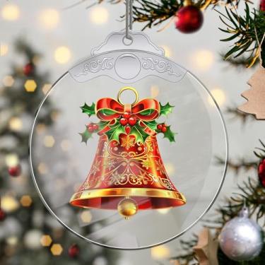Imagem de Enfeites de Natal para pendurar em cristal de sino, enfeites de árvore de Natal feitos à mão, decoração de carro e casa - presentes de Natal, decoração de artesanato em acrílico, ideias de troca de