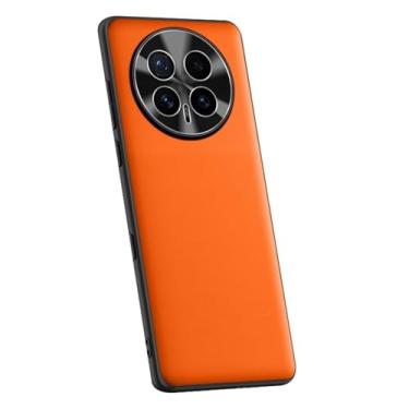 Imagem de LTLMYDAM Capa fina para Honor Magic 8 Pro/8, capa minimalista de couro vegano líquido para câmera de metal, antiderrapante, capa de proteção contra quedas, laranja, 8 Pro