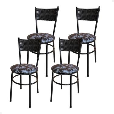 Imagem de Conjunto 4 Cadeiras Para Cozinha Viena Cor:floral Preto