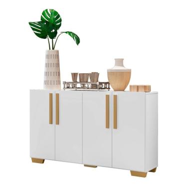 Imagem de Aparador Buffet 4 Portas Com Pés Quadrados Branco/natural