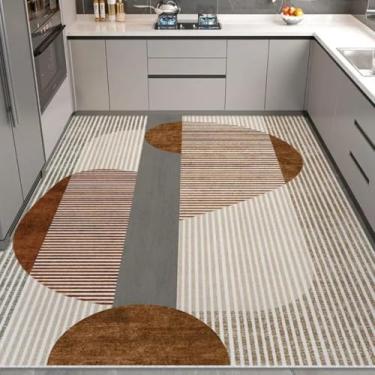 Imagem de Tapetes de estilo minimalista para sala de estar, cozinha, tapete de chão, área grande, varanda, tapete de couro de PVC para casa (50x120cm/C)