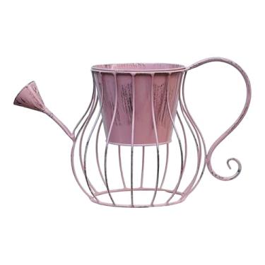 Imagem de IEUDNS Vaso de flores em formato de regador, vaso para plantas, floreira de jardim, de flores para casa de campo, Rosa