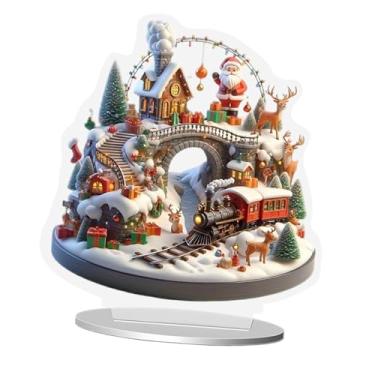 Imagem de MotiveTech Decoração de Natal em 2D com Casa de Neve Plana, Enfeite Tradicional de Mesa para Sala de Estar, Decoração de Festas e Festividades.