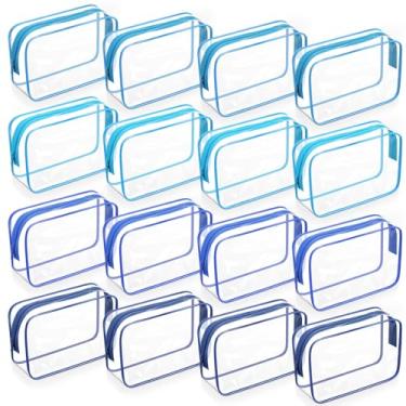 Imagem de Shinylin 16 bolsas transparentes de maquiagem, bolsas de armazenamento de cosméticos a granel, bolsas de PVC com zíper, impermeável, organizador de viagem, estojo de plástico de maquiagem para