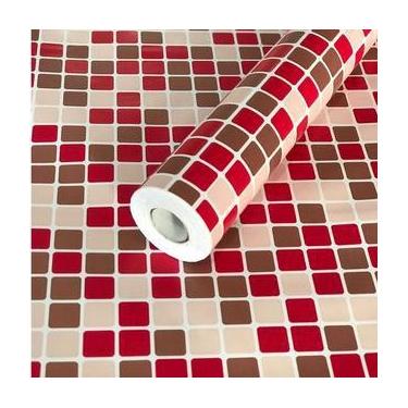 Imagem de Papel De Parede Adesivo Pastilha Vermelha 10mt Lavável - Leotack