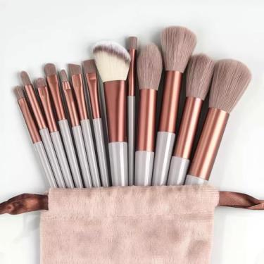 Imagem de Conjunto profissional de 13 pincéis de maquiagem para rosto inteiro e olhos - cerdas sintéticas macias hipoalergênicas (sem fragrância, todos os tipos de pele)