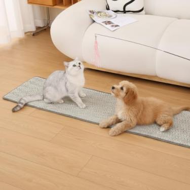 Imagem de Tapete de corredor de sisal extralongo e espesso, 167 x 39 cm, tapete de escalada de parede, protetor de sofá, arranhador durável para parede de gatos/porta/canto, almofada de arranhões anexável para