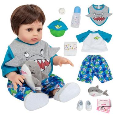 Imagem de Bebê Reborn Boneco Tubarão Realista Brastoy 100% Silicone Completo Chu