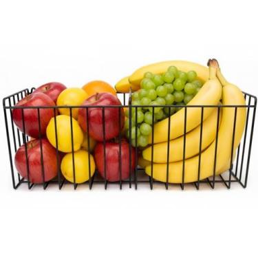 Imagem de Cesto Aramado Fruteira de Parede 40cm com Divisória para Lavanderia Co