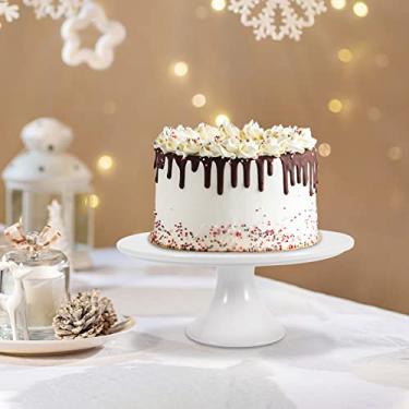 Imagem de Suporte de bolo de porcelana branca redonda de 22 cm - mostre suas sobremesas, comemore com estilo, perfeito para reuniões de férias, casamentos e festas