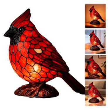 Imagem de Neioaas Lâmpada de pássaro vintage - Luz noturna cardeal vermelha de resina para decoração de Natal, enfeite de mesa de pássaro vermelho encantador e presente exclusivo de pássaros