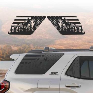 Imagem de Decalques pré-cortados para janela traseira da bandeira da floresta patriótica para Toyota 4Runner 2025 – Adesivos de vinil off-road natureza – SUV à prova de intempéries 3ª janela de vidro