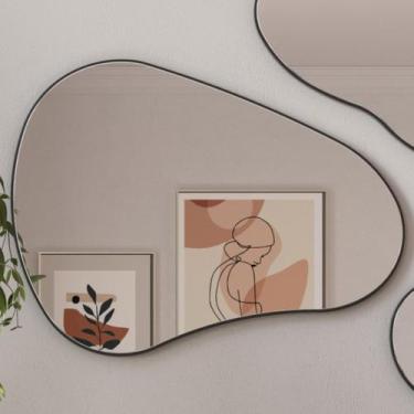 Imagem de Espelho Decorativo Orgânico 80cm 100% Mdf Preto Fosco Es16 - Dalla Cos