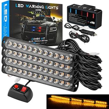 Imagem de Aubeamto, kit de luzes de farol de segurança de aviso de LED de 17 cm, 4 peças, 12 LEDs, aviso de luz estroboscópica piscante para todos os veículos off-road de 12 V-24 V, caminhão, SUV e quadriciclo, trator de bombeiros (âmbar)