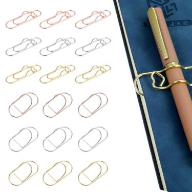 Imagem de guduling 18 peças de suporte de clipe de caneta, clipe de caneta para notebook, clipes de canetas, suporte de canetas de aço inoxidável para notebook, livros, diário, prancheta, imagens (globo, rosa