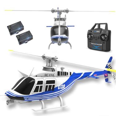Imagem de Helicóptero Bell 206 controle remoto avião drone RC helicóptero de asa fixa 6CH giroscópio de 6 eixos altitude pairando com localização de fluxo óptico 2 baterias para adultos iniciantes (azul)