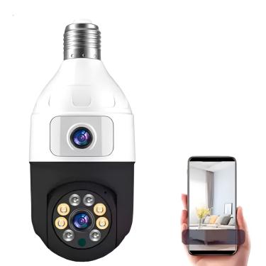 Imagem de Câmera Ip Lâmpada Wifi Full Hd Visão Noturna Lente Dupla - Inteligente com Controle PTZ