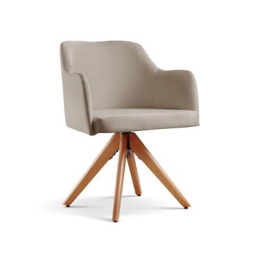 Imagem de Poltrona Eros Base Giratória De Madeira linho Bege 103