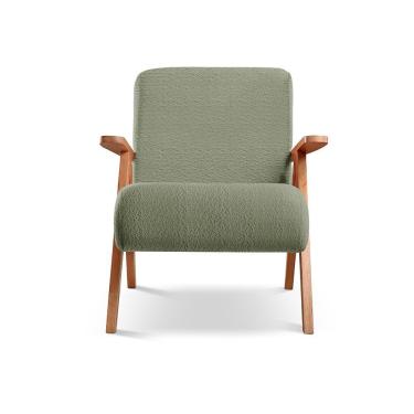 Imagem de Poltrona Braço De Madeira Laguna bouclé Verde 403