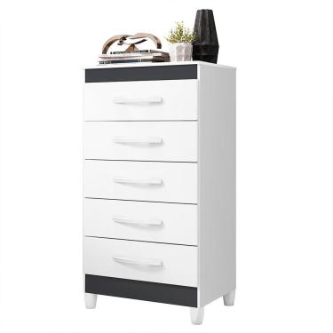 Imagem de Cômoda Esmeralda 5 Gavetas Branco-titanium - Móveis Albatroz Branco-titanium