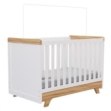 Imagem de Berço Americano Retrô 2 Em 1 Branco Brilho/amêndoa - Móveis Peroba