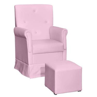 Imagem de Poltrona De Amamentação Suzi Com Balanço E Puff Corino Rosa - Phoenix Baby Corino Rosa