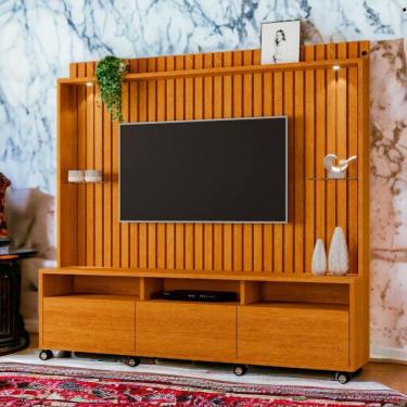 Imagem de Estante Home  TVs 60" 4 Portas Absoluto Naturalle Ripado Carmolar