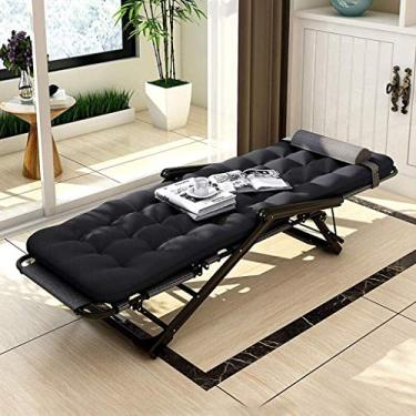 Imagem de Espreguiçadeira de jardim, cadeira dobrável para pátio, espreguiçadeira, dobrável, com almofada de algodão grosso, reclinável, resistente à ferrugem, gravidade zero, cadeira reclinável portátil