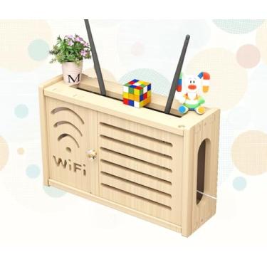 Imagem de JOEUQK Caixa oculta para roteador WiFi, caixas de armazenamento de madeira, cabos de prateleira WiFi, rack de armazenamento para roteador WiFi, C-36 x 24 cm