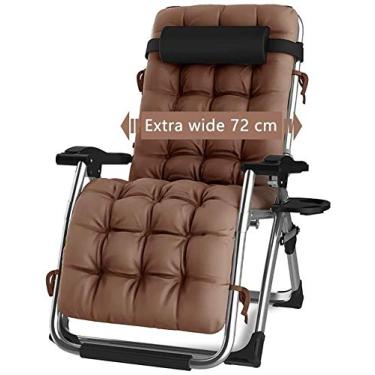 Imagem de Espreguiçadeira de jardim, espreguiçadeira, dobrável, gravidade zero, pátio, grande, poltrona dobrável, reclinável de jardim ao ar livre, poltrona de praia suporta 200 kg (cor, preto), marrom
