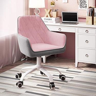 Imagem de Cadeira de mesa giratória, cadeira de escritório em casa, encosto médio, giratória, cadeira de maquiagem, suporte lombar, ajustável, cadeira de trabalho, confortável, ergonômica, com apoio de braço