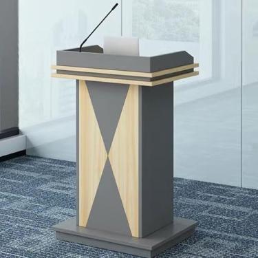 Imagem de Suporte de pódio para palestras de madeira, suporte de púlpito de igreja com amplo espaço de leitura e prateleira de armazenamento, pódio para palestras