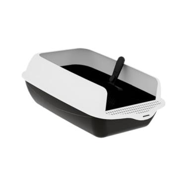 Imagem de Baoblaze Bandeja de ninhada de lixo de areia da caixa de areia de caixa de areia, bandeja de areia de estimação aberta, semi -fechada para viagens de quarto, Preto