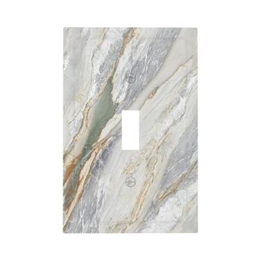 Imagem de Nadoabtm Placa decorativa para interruptor de luz, cinza, verde, veia, mármore, textura, 1 gangue, interruptor único, placa de parede, capa de tomada elétrica para decoração de quarto e cozinha