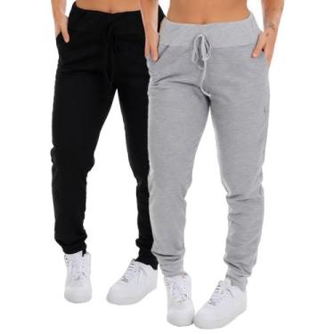Imagem de Kit 2 Calça Moletinho Com Bolso Fristyle Feminina Jogger, G