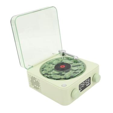 Imagem de Cryfokt Alto-falantes Bluetooth Com Despertador, Alto-falante Bluetooth Sem Fio Com Som Estéreo Cristalino, Design de Luzes Noturnas Suaves, Alto-falante Bluetooth Com Toca-discos retrô (Verde)