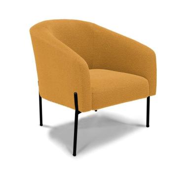 Imagem de Poltrona Decorativa Pé De Ferro Preto Stella Bouclê Mostarda D03 - D'rossi