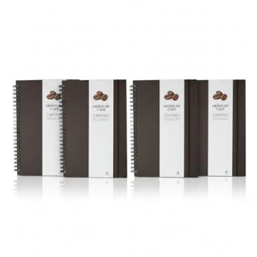 Imagem de Caderno Espiral, Capa Azul em Papel 100% Reciclado com Elástico, 21x15cm, 70 Folhas Pautadas na Cor Bege, Com Suporte para Caneta (10, Café)