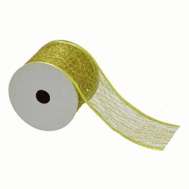 Imagem de Fita Decorativa Aramada 6,3Cm X 2,7M Dourada Wincy Festas