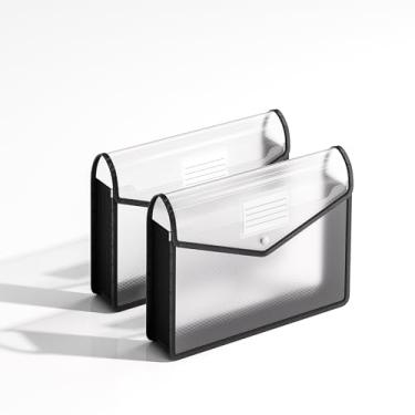 Imagem de XingDuing Pasta de arquivo expansível de plástico, envelopes transparentes com fecho de pressão, tamanho carta/A4 para escola/escritório/casa/hospital, sem divisórias, grande capacidade - pacote com 2