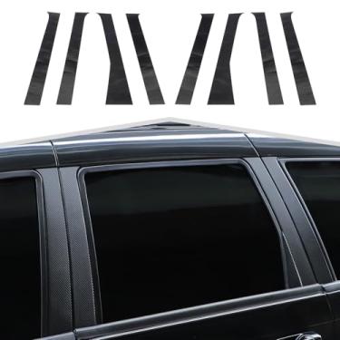 Imagem de Amayum Molduras de janela lateral para janela externa adequada para Jeep Grand Cherokee 2007-2010 acessórios exteriores de acabamento de poste de pilar, acabamento de fibra de carbono